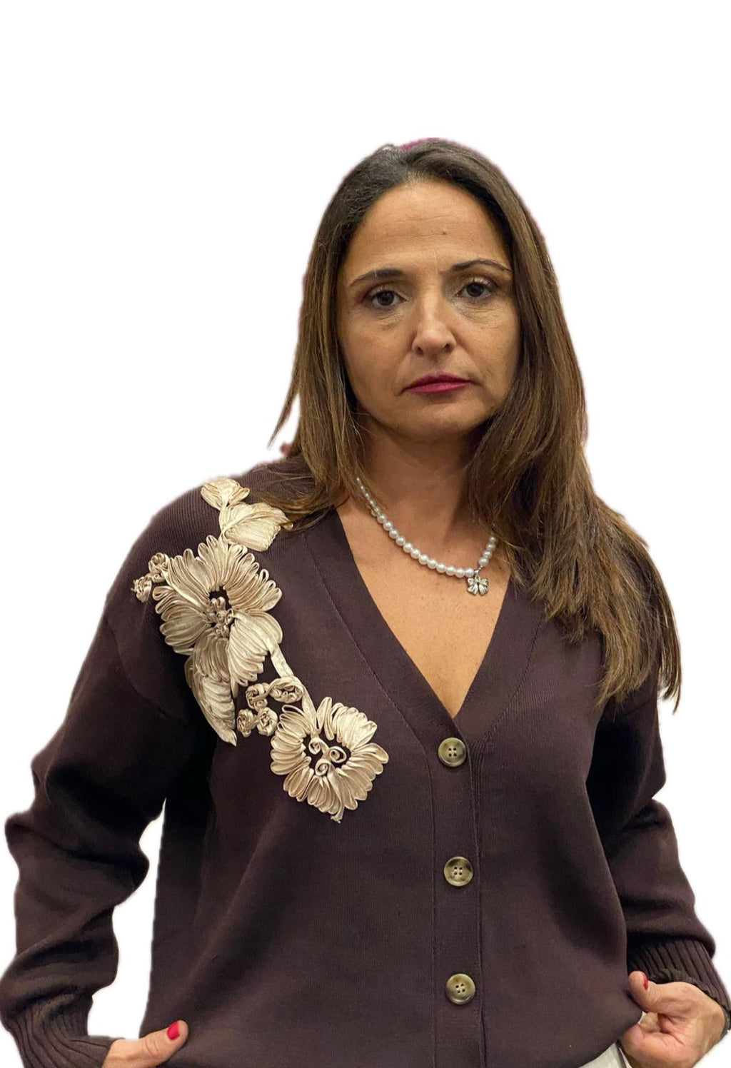 Cardigan corto in filo pesante