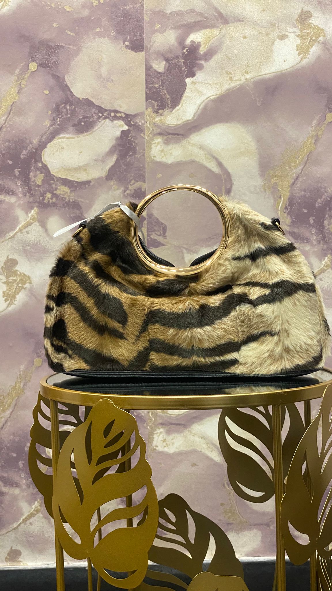 Borsa in cavallino e pelle sul retro