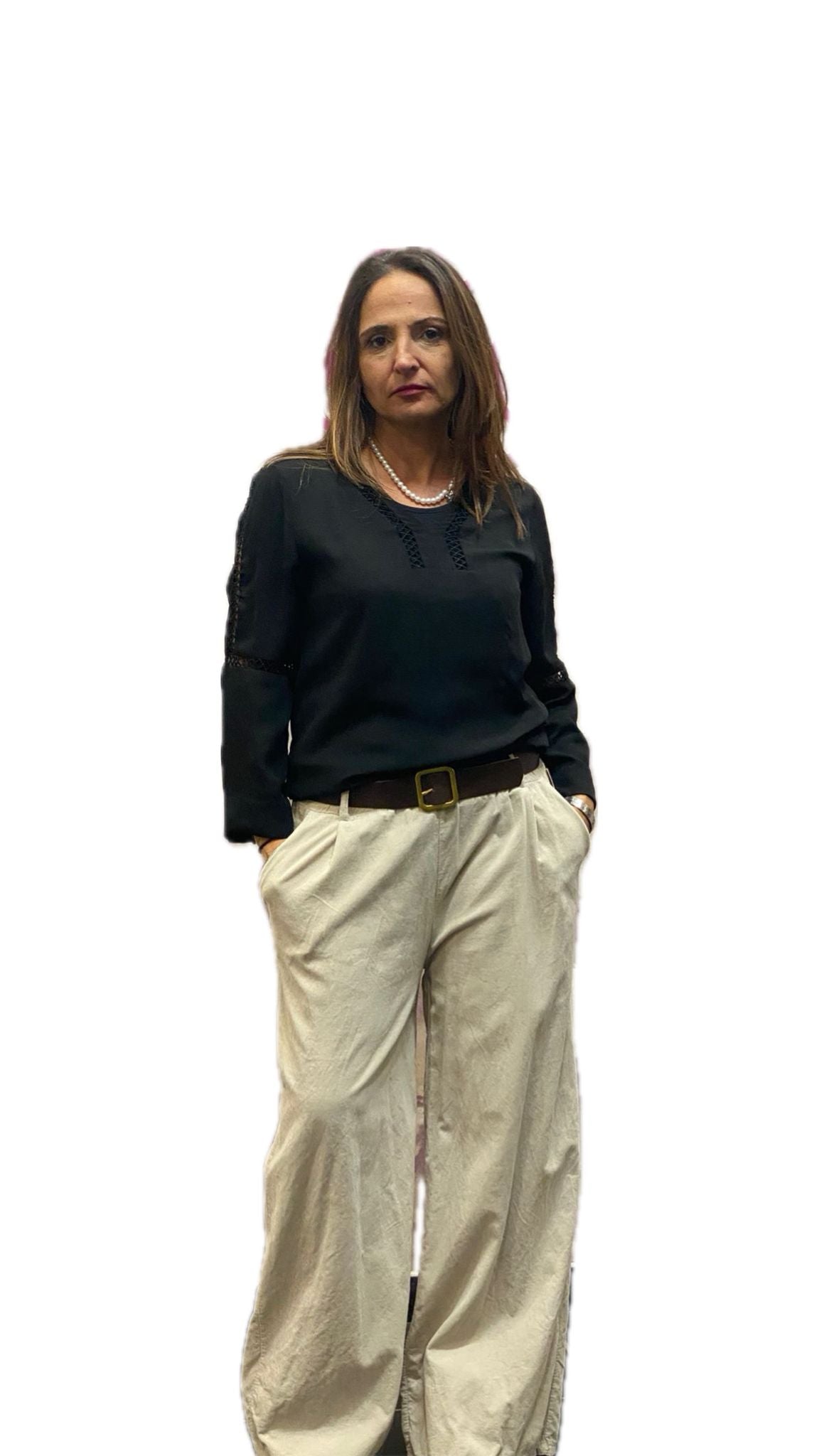 Pantalone palazzo in velluto millerighe