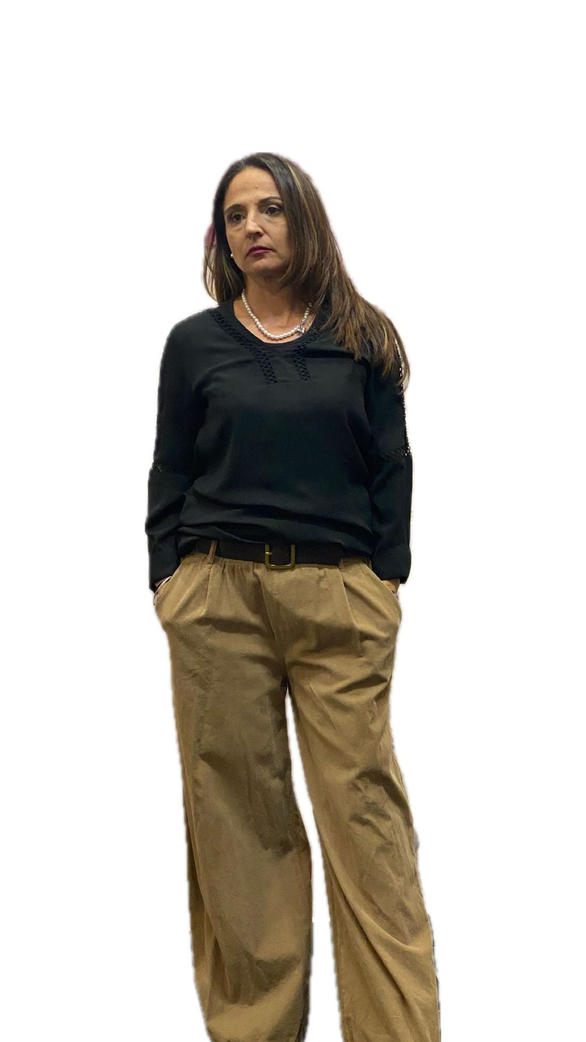 Pantalone palazzo in velluto millerighe